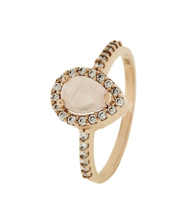Ροζ Χρυσό Δαχτυλίδι με Rose Quartz Κ14 (061116)