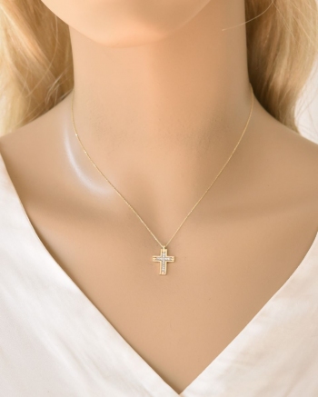 Χρυσός Γυναικείος Σταυρός με αλυσίδα Κ9 (067716)