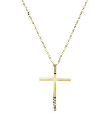 Χρυσός Γυναικείος Σταυρός με Αλυσίδα Κ9 (075929)