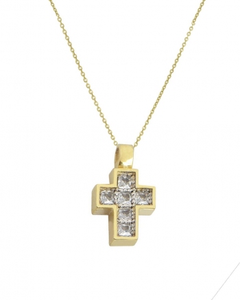Χρυσός Γυναικείος Σταυρός με Αλυσίδα Κ14 (080429)